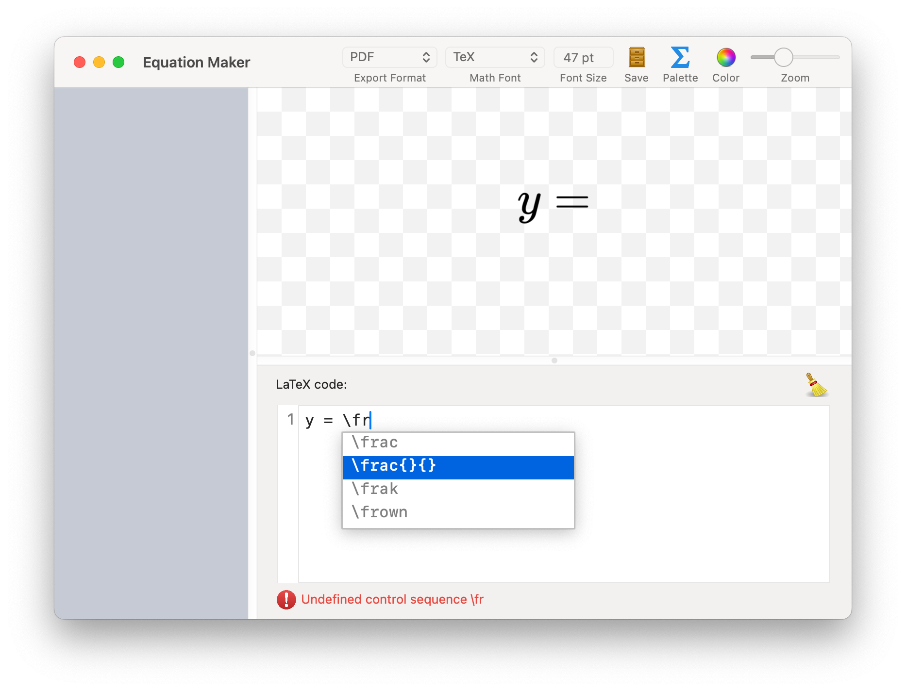 Autocomplete dropdown showing matching commands
