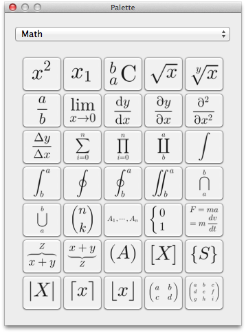 Equation Maker Palette